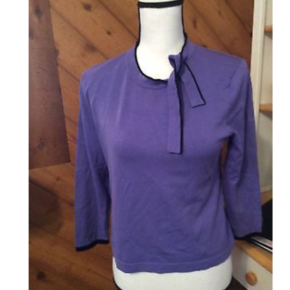 Evie Petite Purple & Black Tie SWEATER size M P